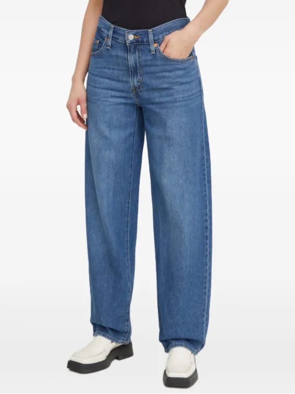 Levi’s Baggy Dad Performance Cool Straight Leg Jeans, Medium Wash Blue – Size 23